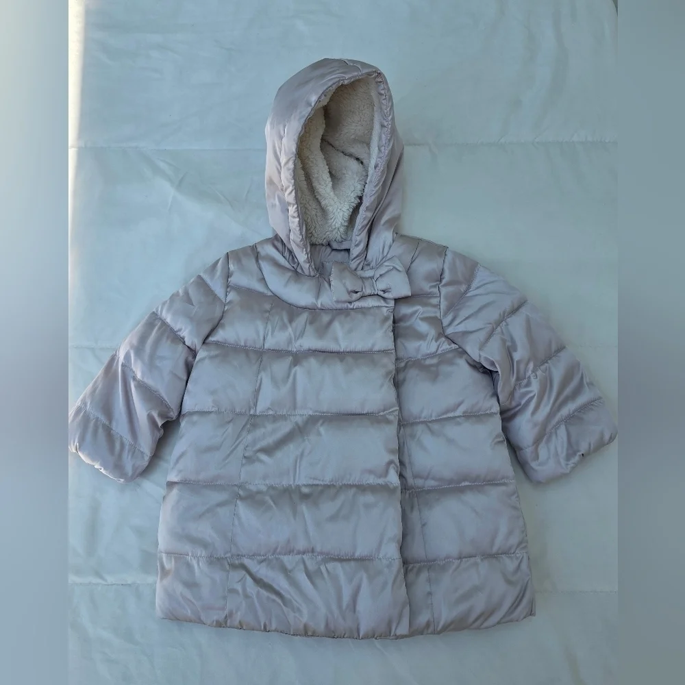 Gap -Metallic Silver Hooded Puffer Jacket . Size 12-18 Months. NWOT